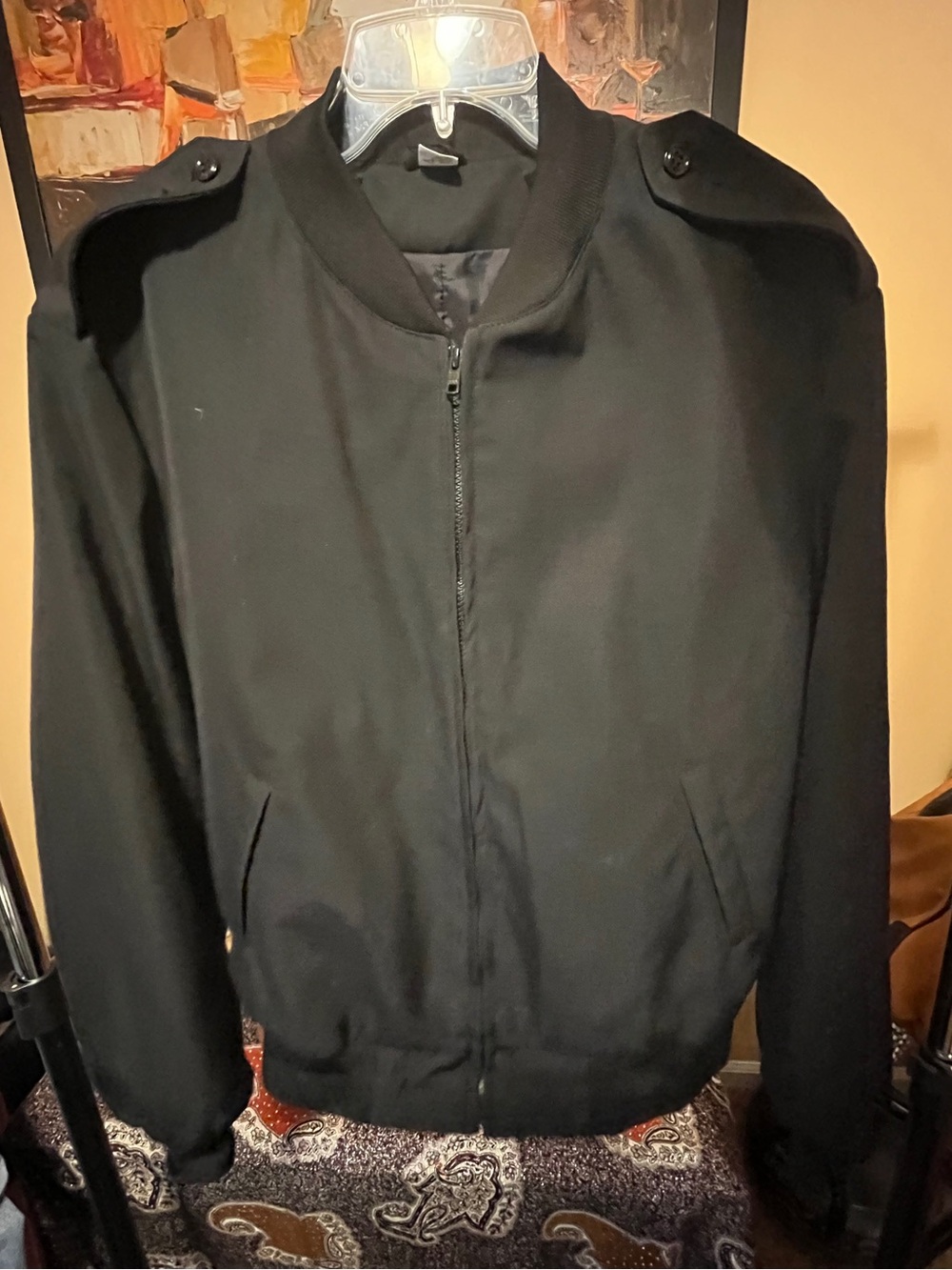 US Army Officer Neptune Garment Co Bomber Jacket Men 46R- Made in USA Poly Wool
